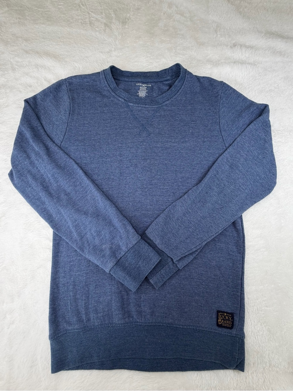 Lucky Brand Men's Heather Navy Crewneck Sweater